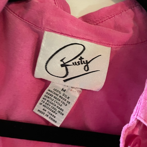 Rusty Hot Pink Silk Button Down - Picture 2 of 2